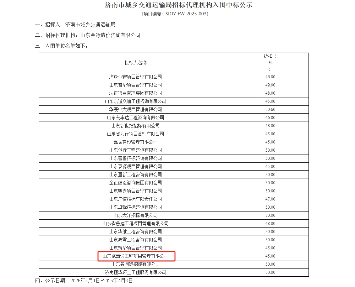 濟南市城鄉(xiāng)交通運輸局招標代理機構入圍中標公示.jpg